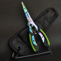 Stainless Steel Fishing Pliers, Dual-Color Titanium Coated, Multi-functional Fishing Scissors, Lead Crimper, Lure Tool