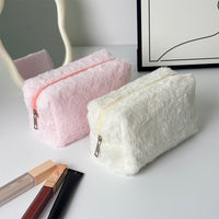 Plush Cosmetic Bag Portable Travel Toiletry Organizer Large Capacity Makeup Pouch