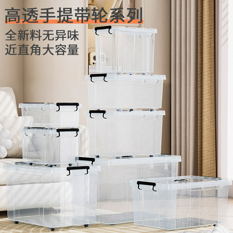 Transparent Extra Large Capacity Storage Box Toy Plastic Storage Bin Clothes Quilt Organizer with Lid and Wheels
