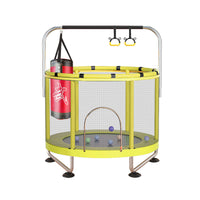 Kids 1.4m Foldable Trampoline with Safety Enclosure Net and Handrail for Indoor Use