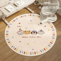 Round Rainbow Ice Cream Area Rug for Kids' Room, Reading Nook, Study Desk, or Chair Mat