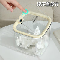 Multifunctional Desktop Press-Type Trash Can with Transparent Cosmetic Storage