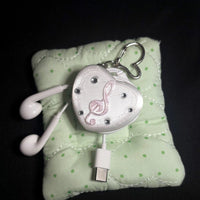 Heart-shaped Music Note Earphone Cable Organizer Keychain for Girls