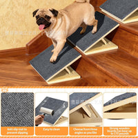 Adjustable Height Wooden Pet Stairs with Non-Slip Treads for Small Dogs