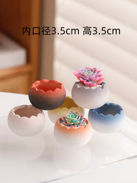 Mini Ceramic Succulent Planter with Wavy Rim, Handmade Desktop Decorative Flower Pot