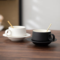 Yishan Ceramic Coffee Cup and Saucer Gift Set for Latte and Afternoon Tea