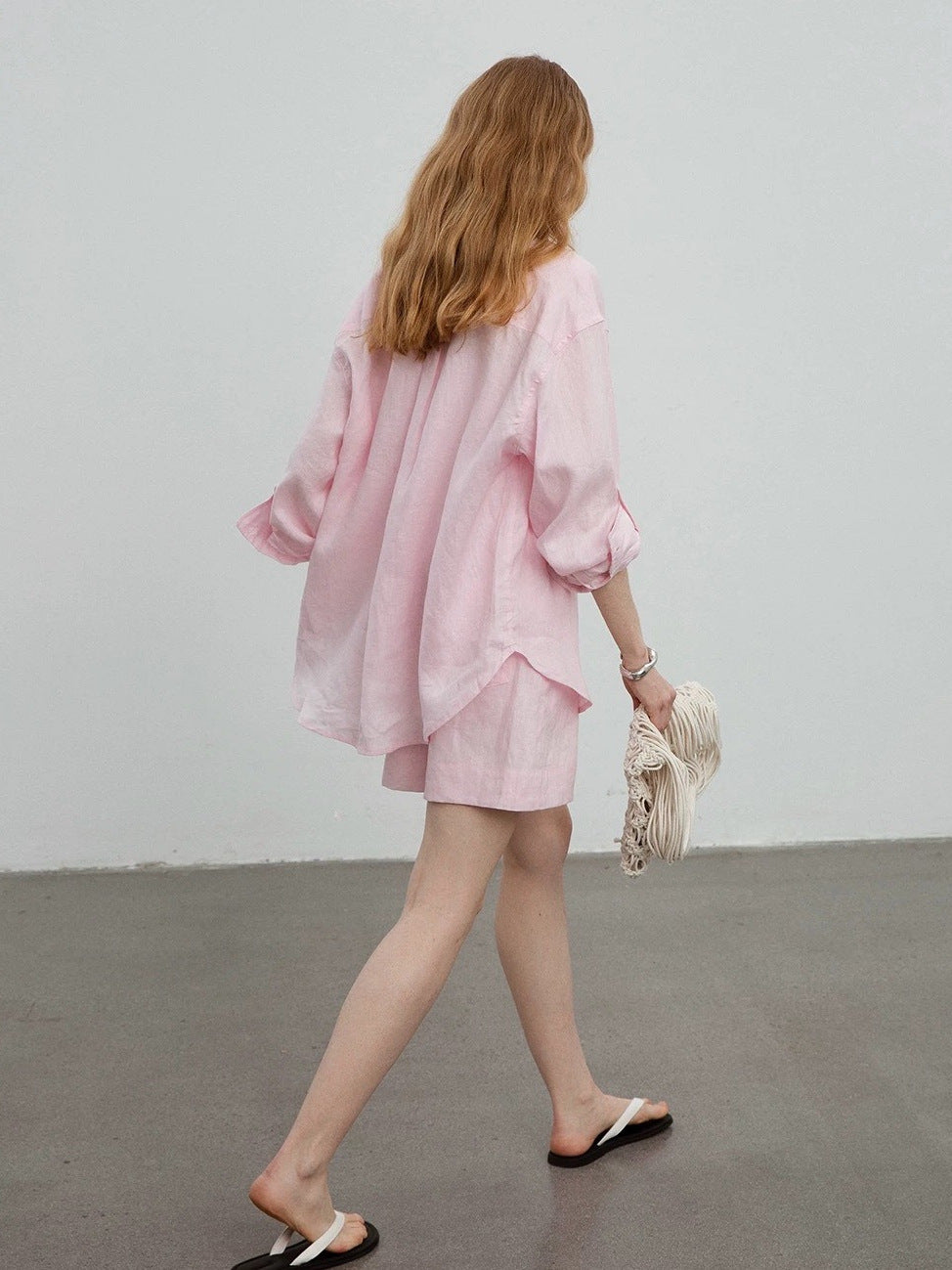 COUNTONE Linen Relaxed Fit Shirt and Shorts Set for Women