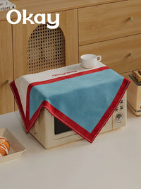 Microwave Oven Dust Cover with Color Block Patchwork Design, Multi-purpose Square Cloth for Air Fryer and Small Appliances