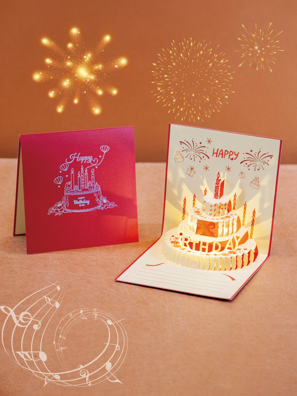 Zhengcheng Luminous 3D Birthday Card with Sound for Couples, High-End Handwritten Gift