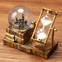 Creative Eiffel Tower Ferris Wheel Luminous Crystal Ball Hourglass with Light and Music, Resin Desktop Ornament Gift