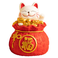 Lucky Cat Piggy Bank with New Year Fortune Bag Design, Fall-Resistant Decoration for Living Room and Bedroom