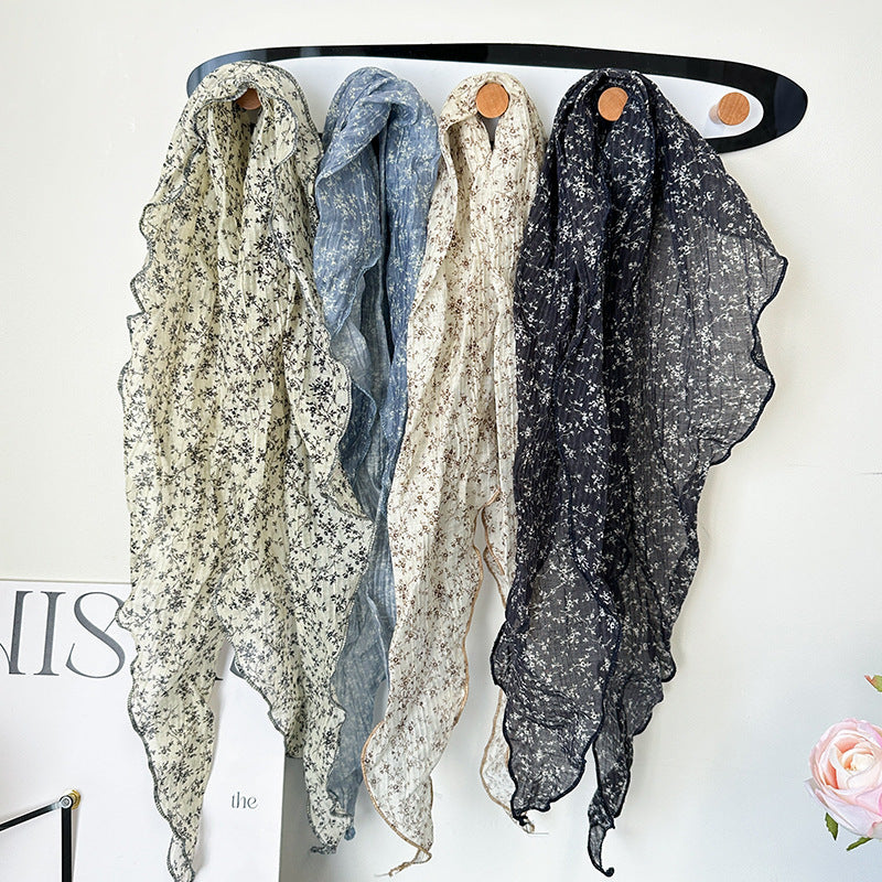 Korean Style Floral Scarf for Spring/Summer, Small Neck Scarf, Travel Headscarf
