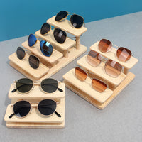 Solid Wood Eyeglass and Sunglass Display Stand, Tiered Jewelry and Figurine Organizer