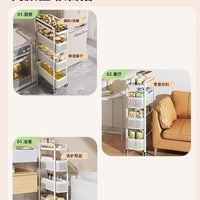 Slim Storage Cart with Wheels for Kitchen Refrigerator Gap Bathroom Narrow Shelf Organizer Vegetable Basket