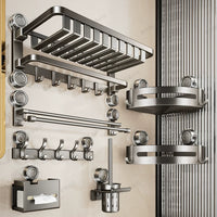 Suction Cup Towel Rack Set Wall-Mounted Bathroom Organizer No-Drill Storage for Towels and Toiletries