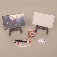 Miniature Dollhouse Easel Oil Painting Palette Book Model Christmas Decor