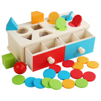 Montessori Wooden Coin Box Shape Sorting Educational Toy for Kids