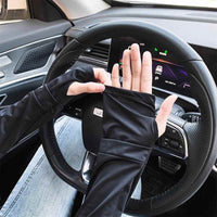 Ice Silk UV Protection Arm Sleeves with Hand Cover for Driving Cycling Fishing Golf
