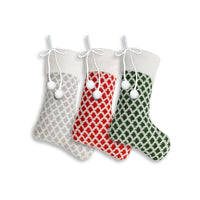Christmas Plush Diamond/Snowflake Stocking for Fireplace & Window Decor