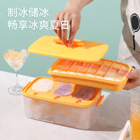Silicone Ice Cube Tray with Storage Box and Scoop, Sphere and Square Molds for Home Use