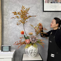 Artificial Nandina Flower Arrangement with Vase for Living Room Decor