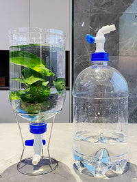 5L Transparent Bucket Aquarium Kit with Stand and Drain Tap for Easy Fish Keeping