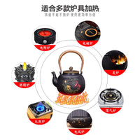 Japanese Cast Iron Teapot with Gilded Toad Design, Uncoated Interior, Copper Handle, 1.2L