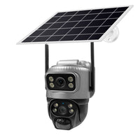 V380 Outdoor Solar-Powered Dual-Lens Security Camera with Remote Monitoring