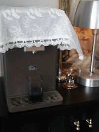 French Embroidered Cotton Appliance Dust Cover & Placemat for Water Dispenser, Rice Cooker, Air Fryer, Coffee Machine