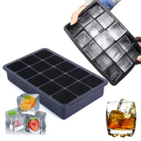 Silicone Ice Cube Tray with Lid for Whiskey Cocktails - Large Square, Round, and Rose Ice Molds