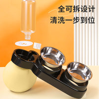 Automatic Water Dispenser Pet Bowl with Tilted Stainless Steel Food Bowl for Cats and Dogs