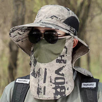 Men's Camouflage Sun Protection Fishing Hat with Detachable Neck Flap for Outdoor Hiking