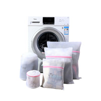 Embroidered Mesh Laundry Bags Set with Zipper for Delicates, Bras, and Clothing