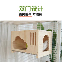 Parrot Cloud Wooden Bird Nest House for Small to Medium Birds - Summer Hanging Design with Pull-Out Mesh Tray