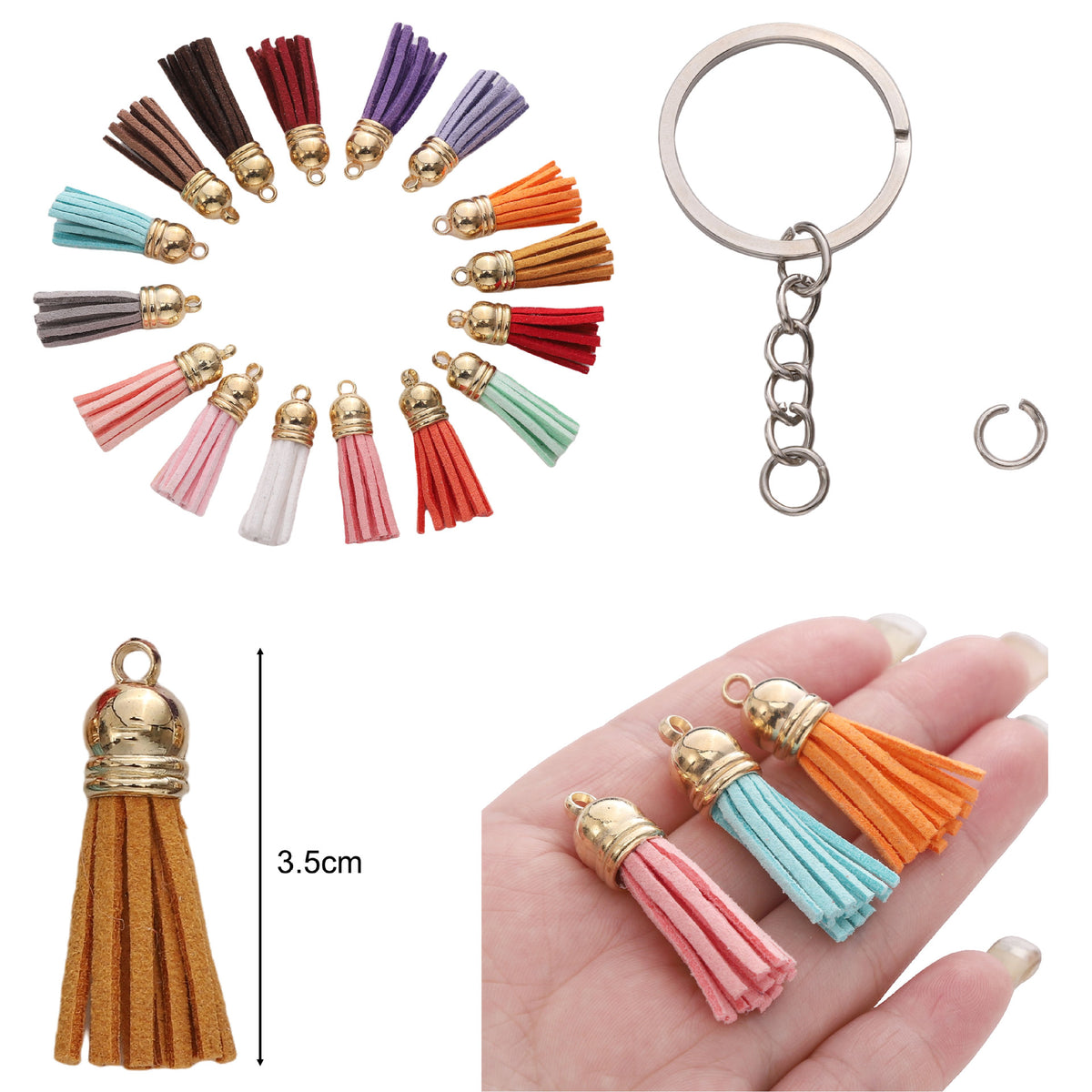 DIY Keychain Making Kit with Tassels and Blank Acrylic Blanks