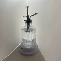 Striped Glass Spray Bottle with Hand Press Pump for Watering Plants or Liquid Soap