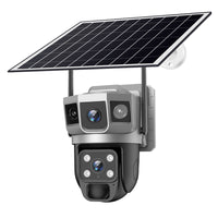 Outdoor Solar-Powered 4G Security Camera with Triple-Lens Panoramic View, Night Vision, and Remote Monitoring