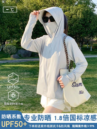 Women's Lightweight UPF 50+ Sun Protection Jacket with Detachable Hood, Breathable Ice Silk Fabric