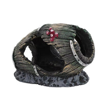 Resin Mossy Pebble Aquarium Ornament with Barrel Hideout