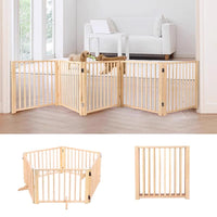 Wooden Pet Playpen for Small to Medium Dogs and Cats, Foldable Indoor Barrier Gate, Anti-Escape Fence