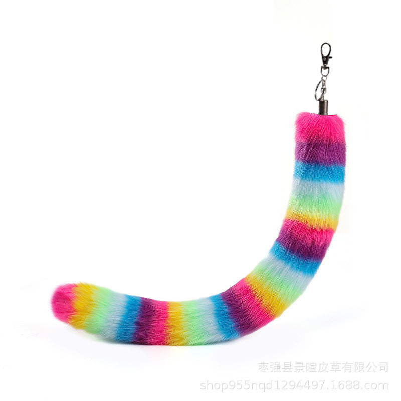 Faux Fox Tail Keychain for Women's Handbags and Car Keys, 50cm