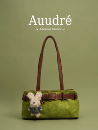 Auudre Vintage Contrast Shoulder Bag for Women, Large Capacity Commuter Tote