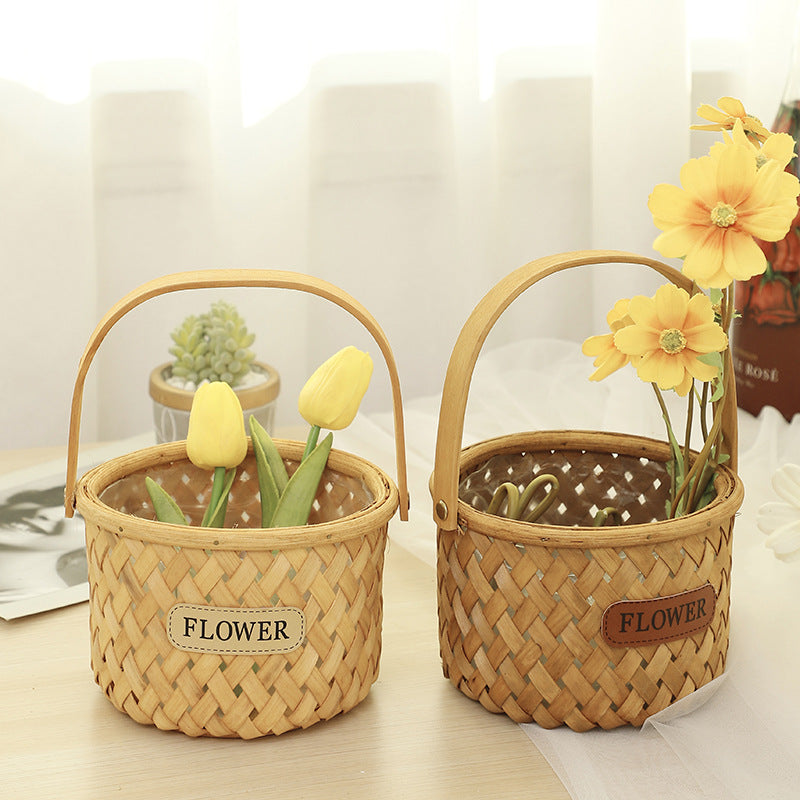 Handwoven Wicker Storage Basket with Handle for Gifts and Home Decor