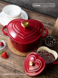 Lidell Enamel Cast Iron Heart-Shaped Dutch Oven for Braising and Stewing