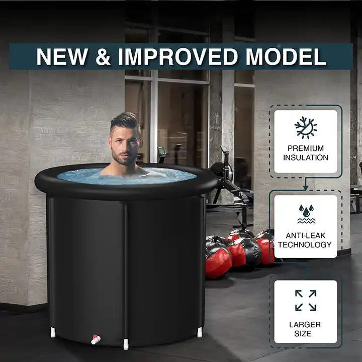 Portable Insulated Ice Bath Tub for Adults - Foldable Outdoor Pool Fitness Recovery