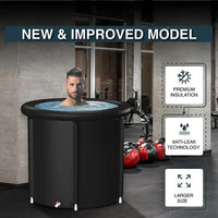 Portable Insulated Ice Bath Tub for Adults - Foldable Outdoor Pool Fitness Recovery