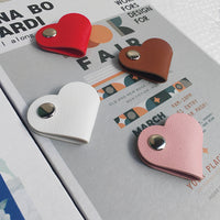 Heart-Shaped Leather Cable Organizer Clips for Earphones and Data Cables