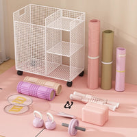 Multi-functional Yoga Mat & Fitness Equipment Storage Rack with Wheels