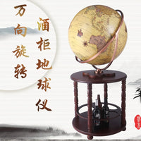 Vintage Solid Wood Globe Bar Cabinet Storage Decorative Ornament with Universal Rotating Stand