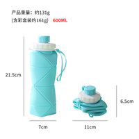 Collapsible Silicone Water Bottle, 600ml Portable Food-Grade Travel Cup for Outdoor Activities